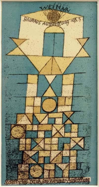 P.Klee, Weimar, Bauhaus tentoonstelling 1923 / Kleurenlithografie door Paul Klee